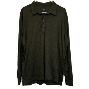Men's JEFF Long Sleeve Polo Shirt Green/ Black Size Large EUC #7256